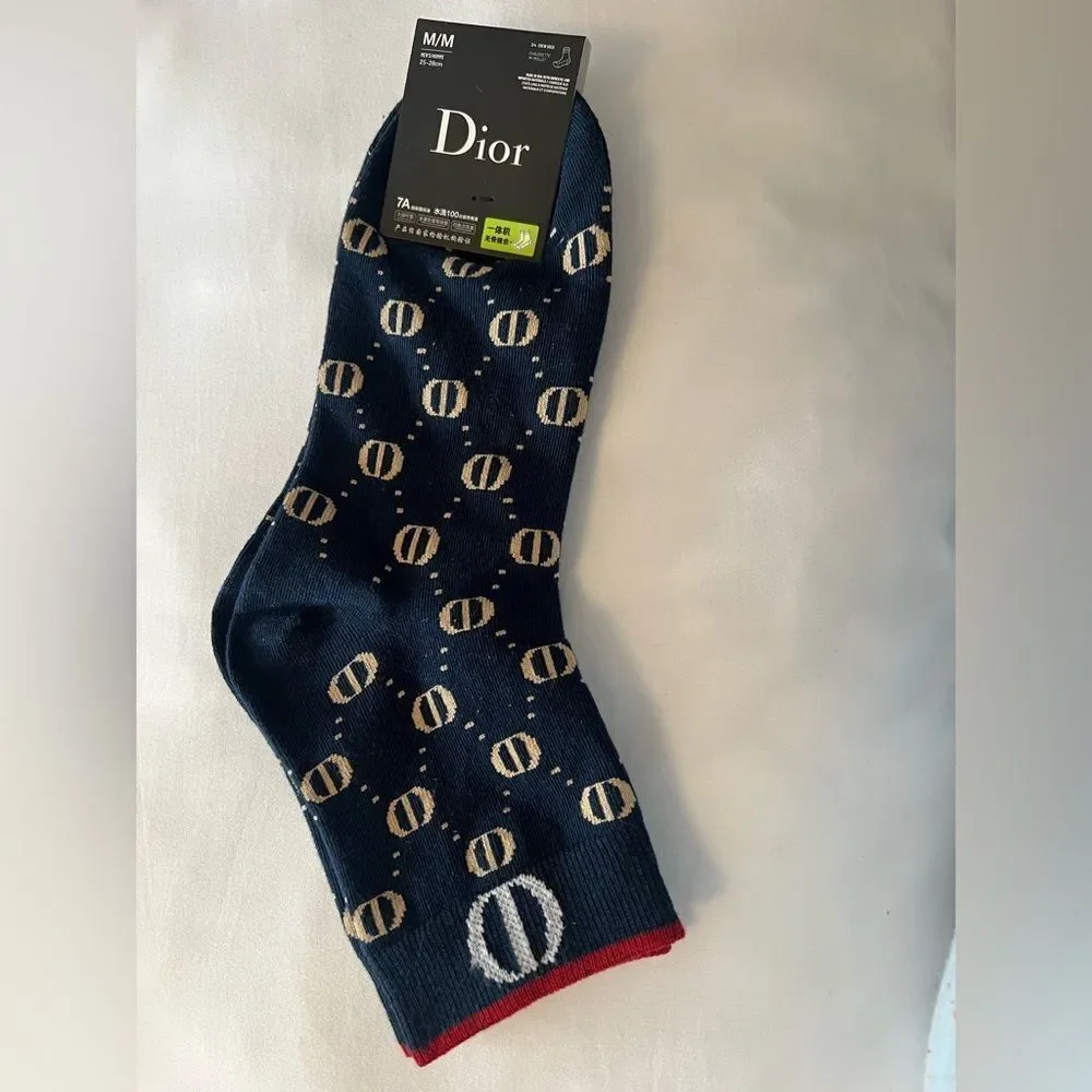 Designer Like Men’s Navy and Cream Patterned Socks